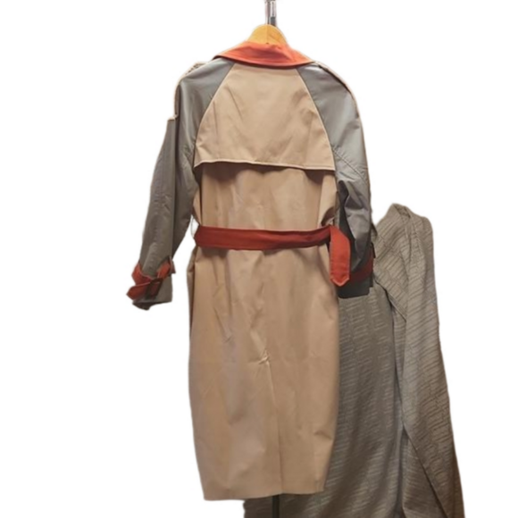 NWT Vicky and Lucas color block double-breasted trench coat sz L midi - Picture 8 of 14